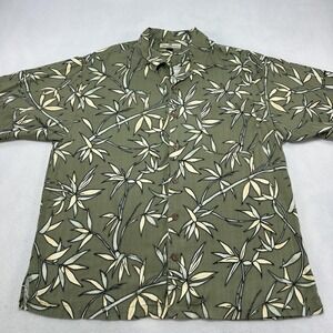 Tommy Bahama Shirt Mens Large Green Bamboo Silk Short Sleeve Button Up Casual